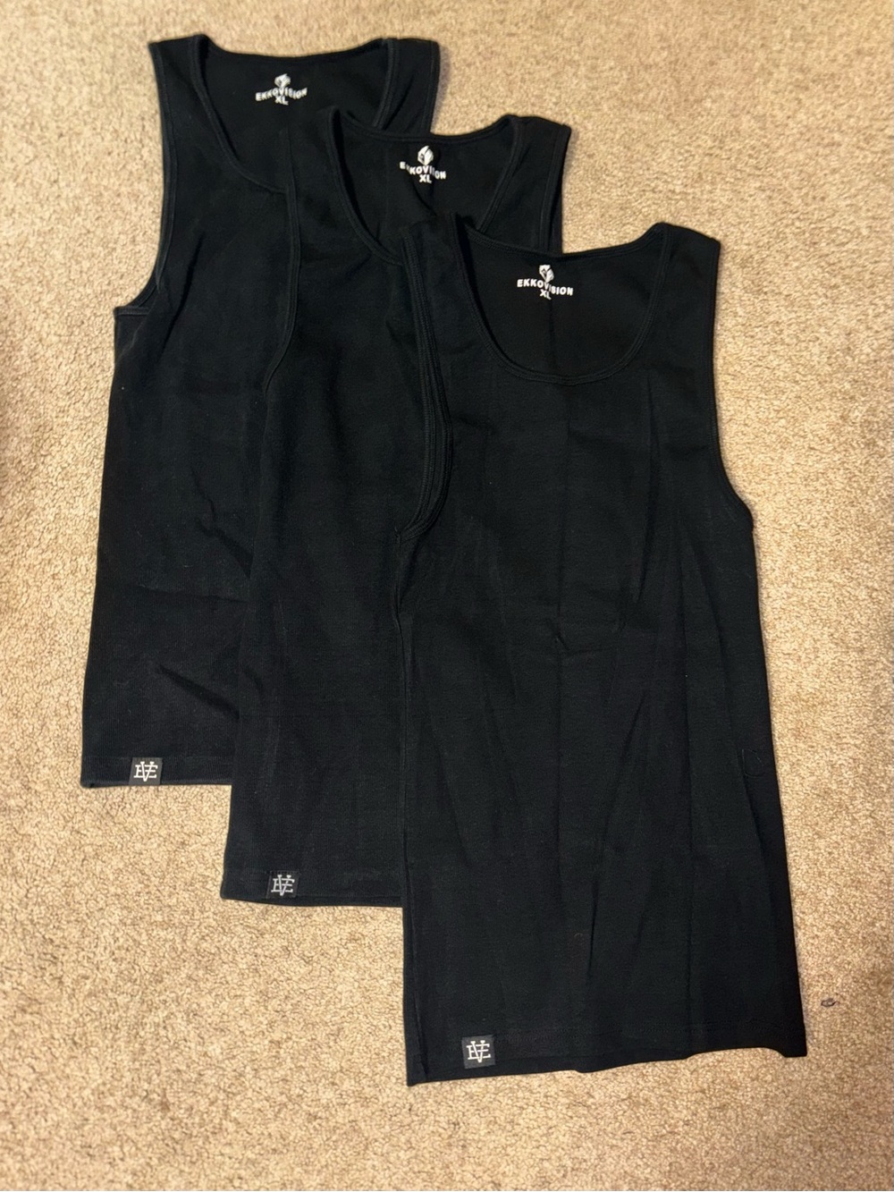 Ekkovision Black Ribbed Tank Tops - Pack of 3